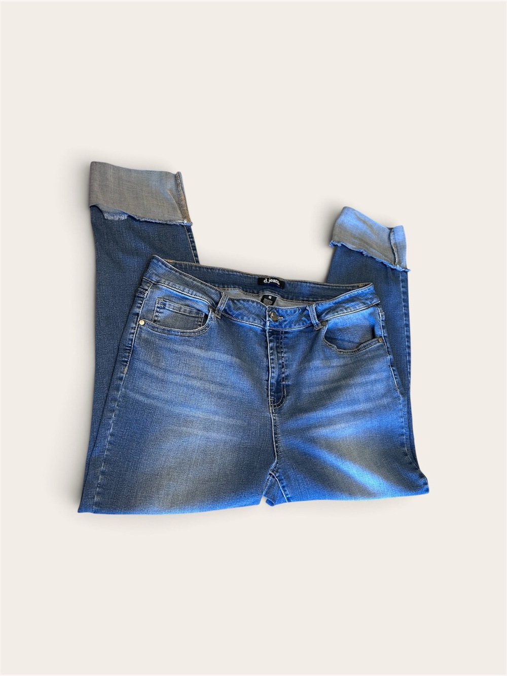 d. jeans Light Blue Ankle-Length Cropped Stretch Jeans